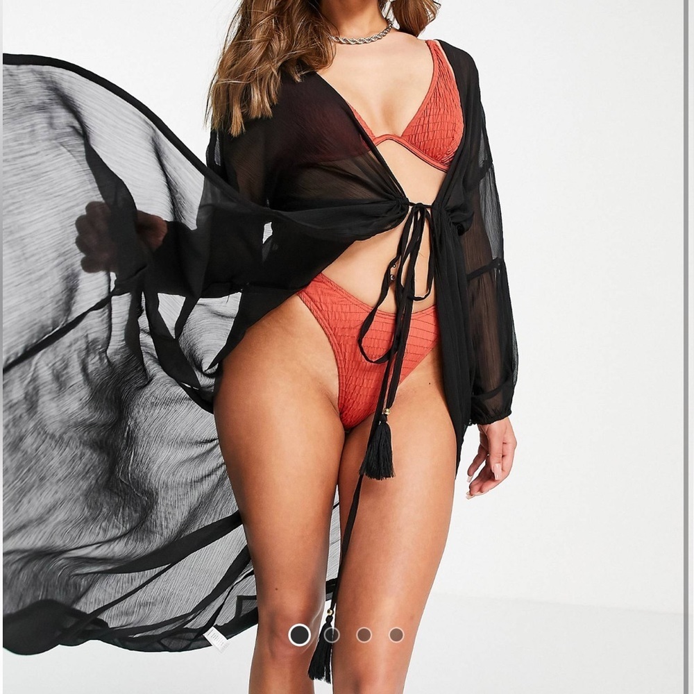 South Beach Black chiffon ballon sleeve maxi kaftan